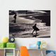 Silhouettes Of Surfers On Beach Wall Mural