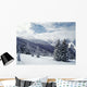 Snow Covered Pine Trees On Mountain Wall Mural