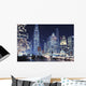 Michigan Avenue Traffic At Night With Cityscape In Background Wall Mural