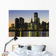 Chicago Skyline At Night Wall Mural