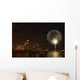 Fireworks Against Chicago Skyline At Night Wall Mural