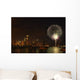 Fireworks Against Chicago Skyline At Night Wall Mural