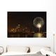 Fireworks Against Chicago Skyline At Night Wall Mural