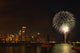Fireworks Against Chicago Skyline At Night Wall Mural