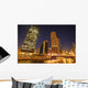 Skyscrapers Along Chicago River At Night Wall Mural