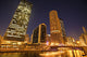 Skyscrapers Along Chicago River At Night Wall Mural