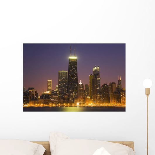 Chicago Skyscrapers With John Hancock Center At Night Wall Mural