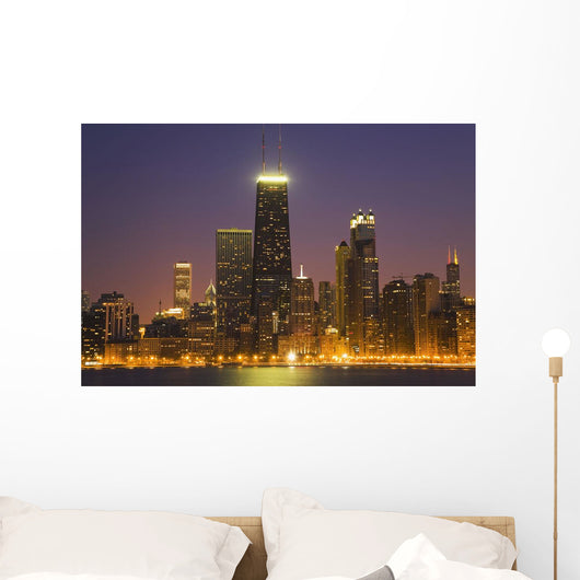 Chicago Skyscrapers With John Hancock Center At Night Wall Mural