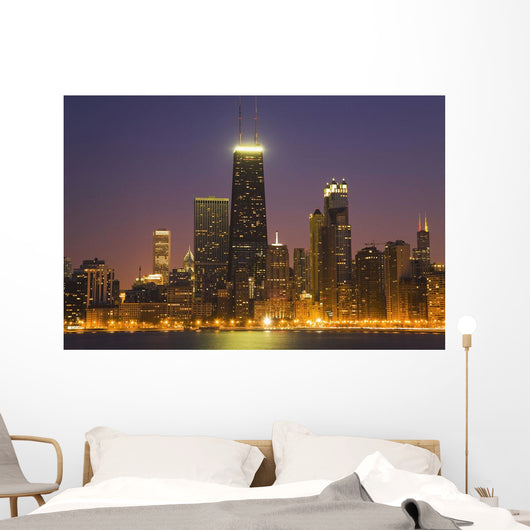 Chicago Skyscrapers With John Hancock Center At Night Wall Mural