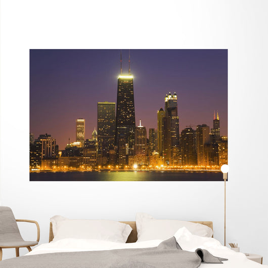 Chicago Skyscrapers With John Hancock Center At Night Wall Mural