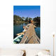 Old Wooden Pier And Boats In Harbor Wall Mural