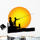 man and child shilouette fishing Wall Decal
