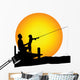 man and child shilouette fishing Wall Decal