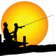man and child shilouette fishing Wall Decal