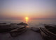 Canoes And Fishing Boats On Beach By Lake Malawi, Sunset Wall Mural
