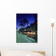 Palm Tree Lined Promenade With People Eating In Restaurants At Dusk Wall Mural