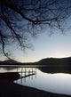Silhouette Of Pier On Lake At Derwent Water Wall Mural