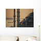 Ship sailing along Bosphorus behind Sultanahmet or Blue mosque at dawn Wall Mural