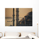 Ship sailing along Bosphorus behind Sultanahmet or Blue mosque at dawn Wall Mural