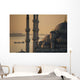Ship sailing along Bosphorus behind Sultanahmet or Blue mosque at dawn Wall Mural