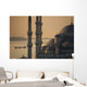 Ship sailing along Bosphorus behind Sultanahmet or Blue mosque at dawn Wall Mural