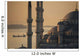 Ship sailing along Bosphorus behind Sultanahmet or Blue mosque at dawn Wall Mural