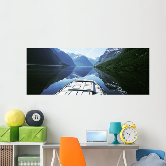 Boat Traveling Through Lavtn Lake Wall Mural