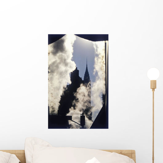 Steam And Silhouette Of Chrysler Building Wall Mural