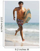 A Man Running Along Valdevaqueros Beach Carrying A Surf Board Wall Mural