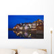 UK, Yorkshire, Houses reflecting in water at dusk Wall Mural