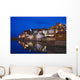 UK, Yorkshire, Houses reflecting in water at dusk Wall Mural