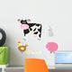 Set Flat Style Cartoon Wall Decal Sticker Set
