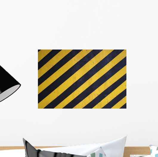 Black and Yellow Warning Stripes Background Wall Mural