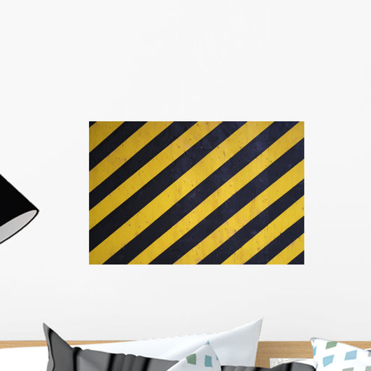 Black and Yellow Warning Stripes Background Wall Mural