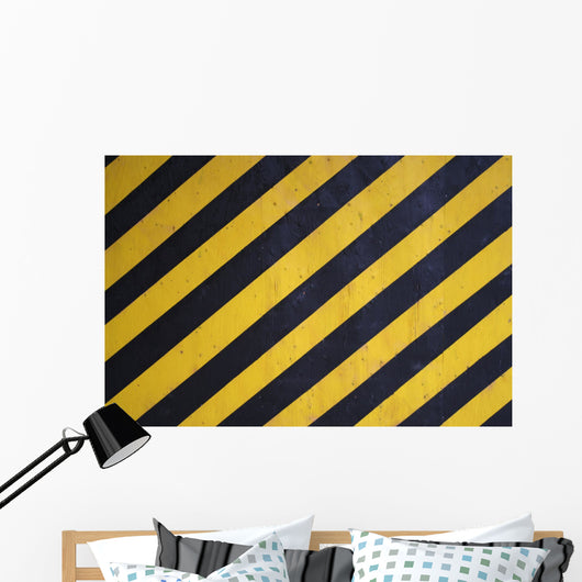 Black and Yellow Warning Stripes Background Wall Mural