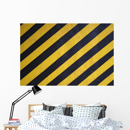 Black and Yellow Warning Stripes Background Wall Mural
