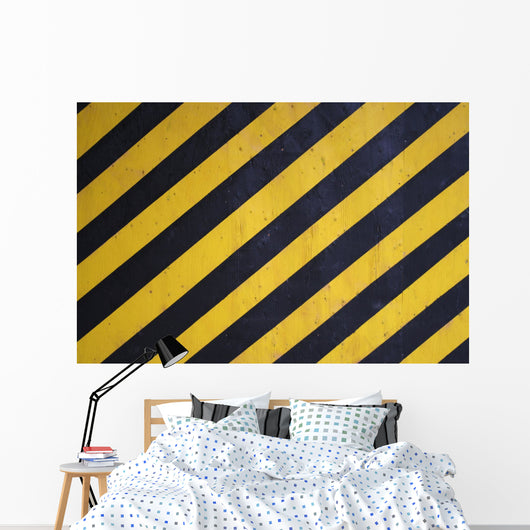 Black and Yellow Warning Stripes Background Wall Mural