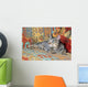 gray pixie bob lying on a couch in bright colors Wall Mural