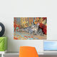 gray pixie bob lying on a couch in bright colors Wall Mural