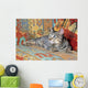 gray pixie bob lying on a couch in bright colors Wall Mural
