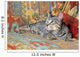 gray pixie bob lying on a couch in bright colors Wall Mural