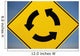 A Yellow Sign Showing Three Arrows Going In A Circle Wall Mural