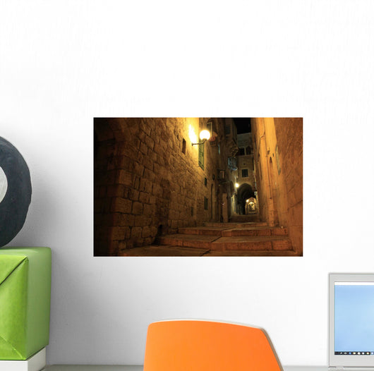 An alley in the old city of Jerusalem at night, Israel. Wall Mural
