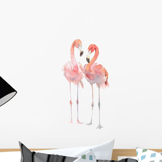 Two Pink Watercolor Flamingos Wall Decal