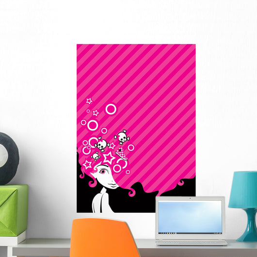 emo girl with big hair Wall Mural