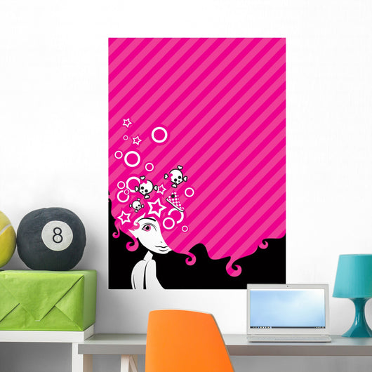 emo girl with big hair Wall Mural