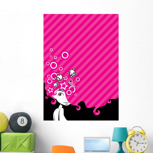 emo girl with big hair Wall Mural