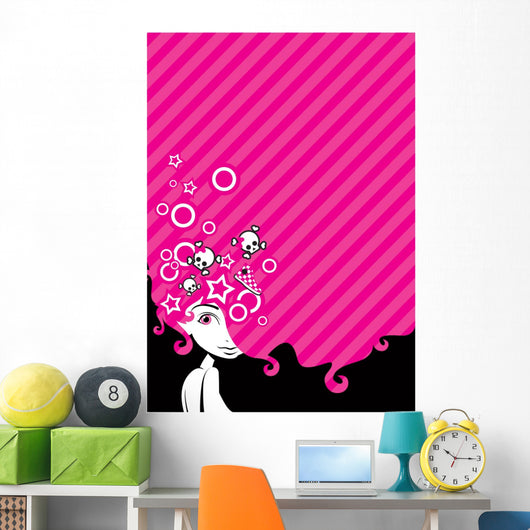 emo girl with big hair Wall Mural