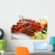 Grilled sausages and vegetables Wall Mural