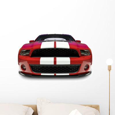 Red Muscle Car Wall Decal shown on a wall